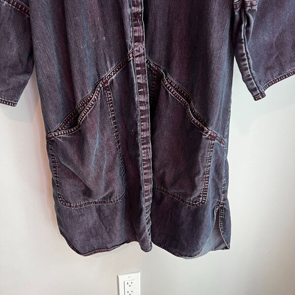 Gudrun Sjoden Womens Button Up Kimono Cape Round Neck Dress MEDIUM in Black - Picture 3 of 12